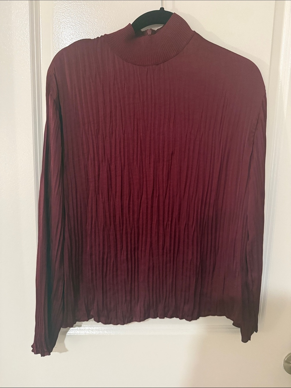 Vince Pleated Long Sleeve Mock Neck Top